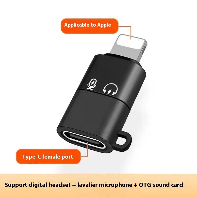 Adaptateur audio Lightning vers Type-C femelle, prise en charge du micro lavalier, casque digital et carte son OTG pour Iphone.